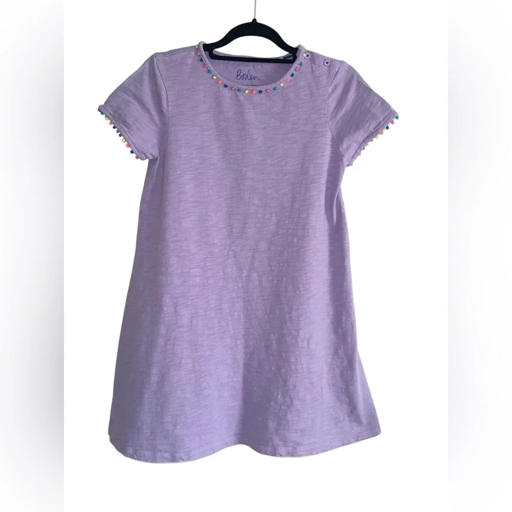 Boden Lavender Kids Dress with Multicolor Trim